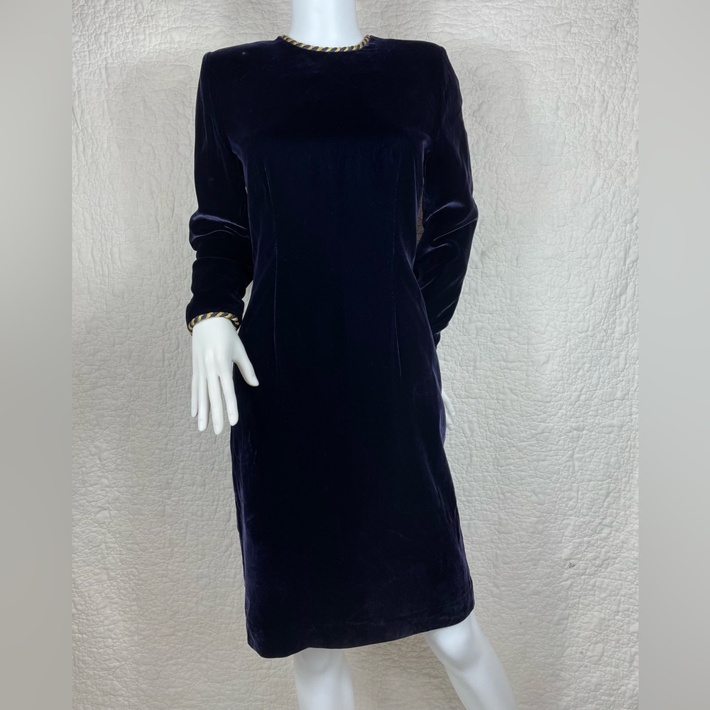 🔥Vintage Brooks Brothers Velvet Sheath Dark Purple  Dress Women Size 2